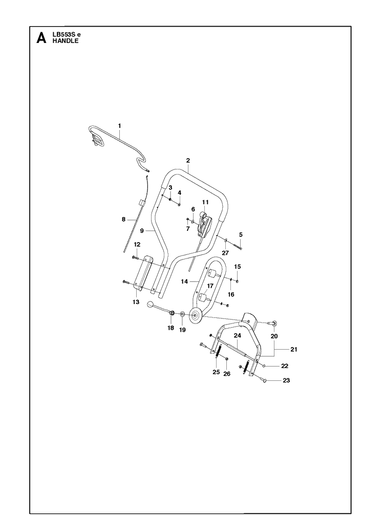 Handle Diagram and Parts List for LB553SE (967862501)(2019-01) Husqvarna Lawn Mower