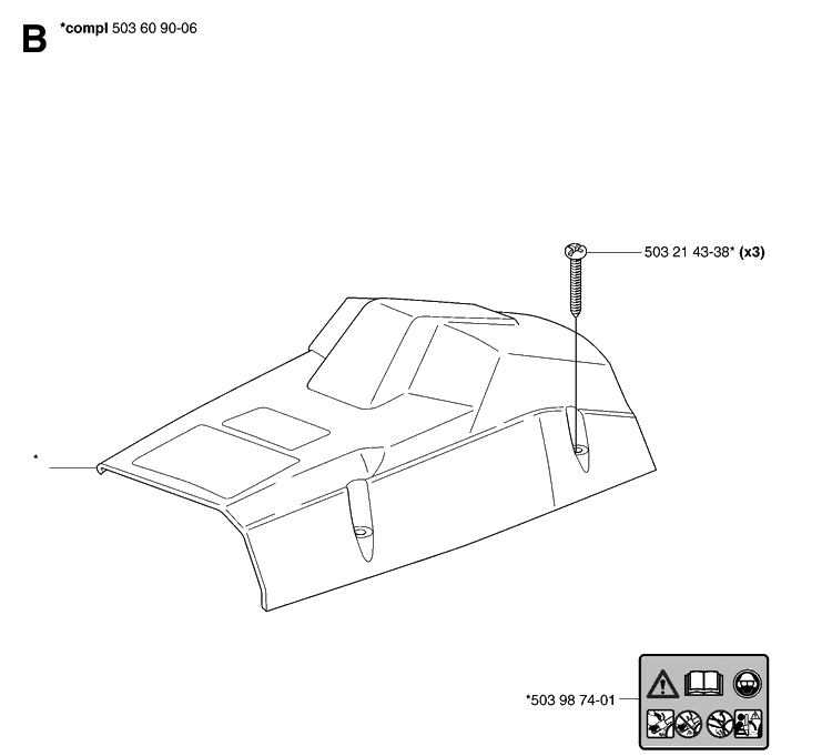 Cylinder Cover 2 Diagram and Parts List for 55 20070500001-Current Husqvarna Chainsaw