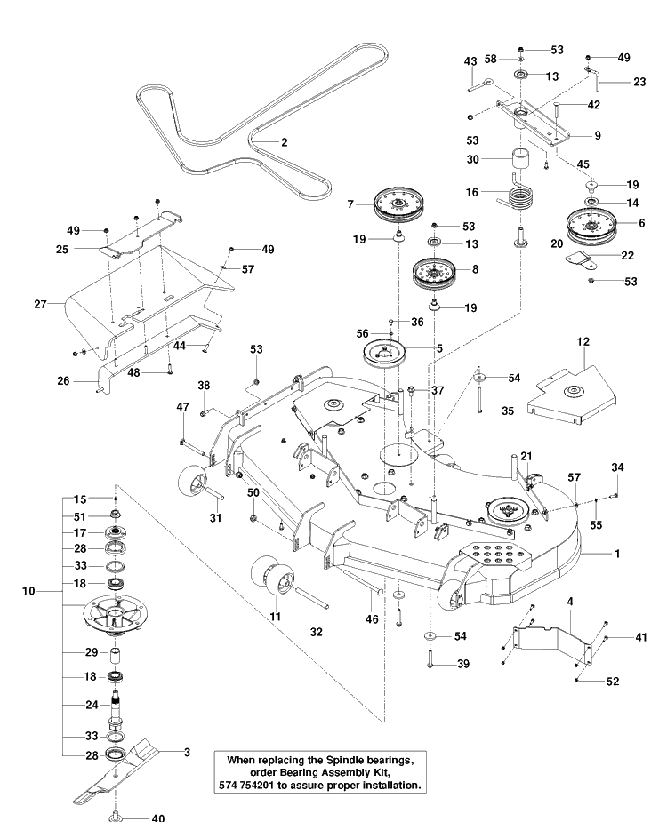 Mower Deck / Cutting Deck Diagram and Parts List for PZ34BF (96655390101)(2012-06) Husqvarna Lawn Mower