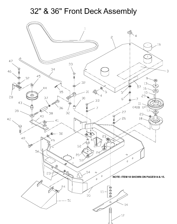 Mower Deck / Cutting Deck Diagram and Parts List for WG3613P (968999116)(2005-11) Husqvarna Lawn Mower