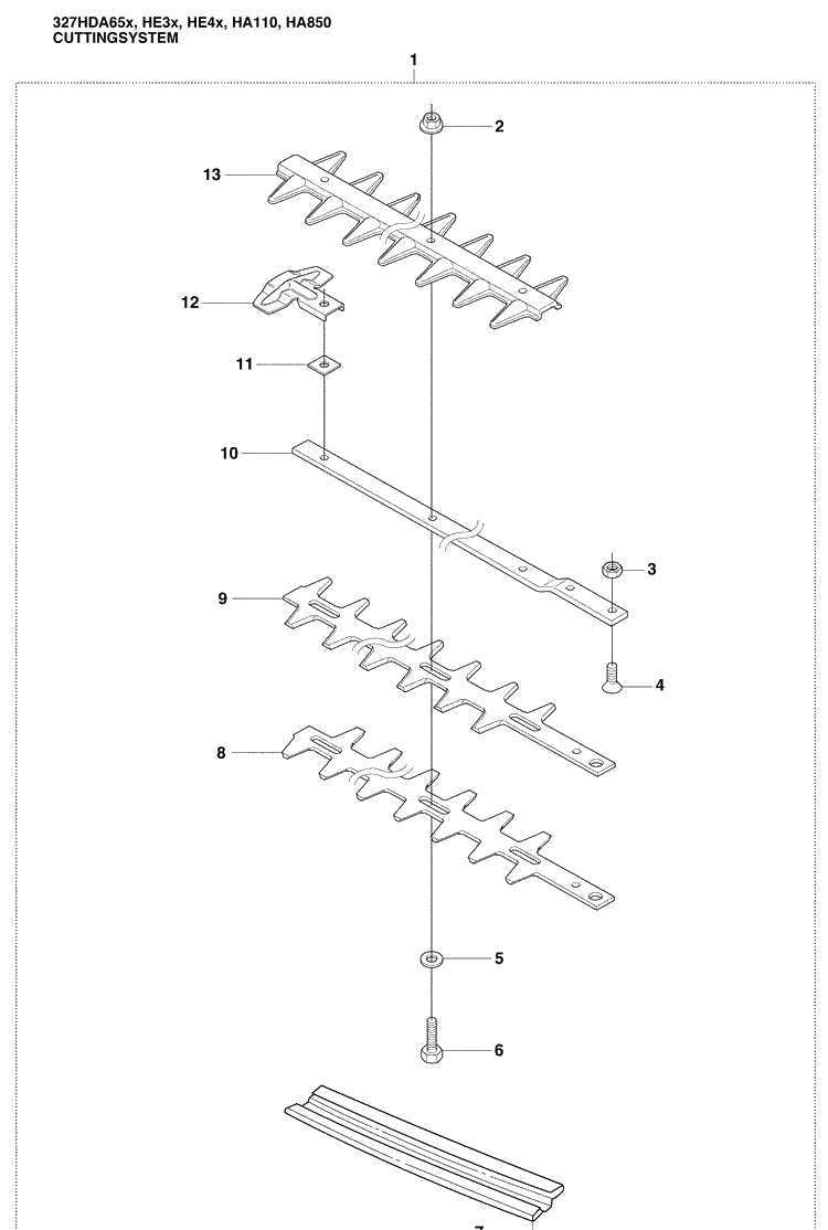 Cutting System Diagram and Parts List for 327HE4X-SERIES (966976501)(2009-04) Husqvarna Hedge Trimmer