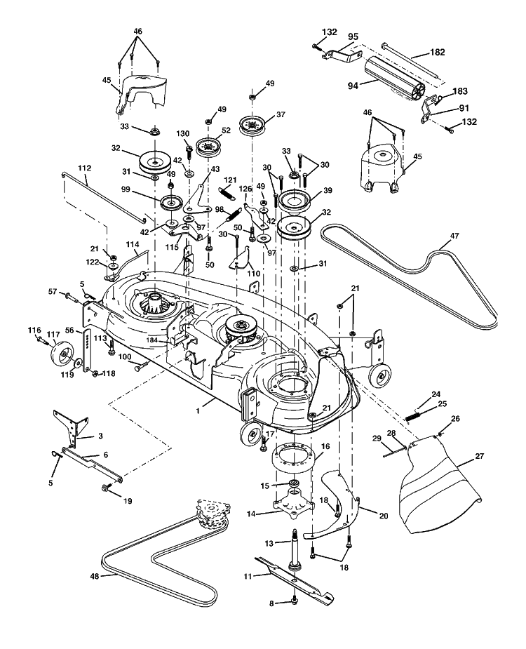 Mower Deck / Cutting Deck Diagram and Parts List for GTH2548-LOGT25H48B/954572134 2004-01 Husqvarna Lawn Tractor