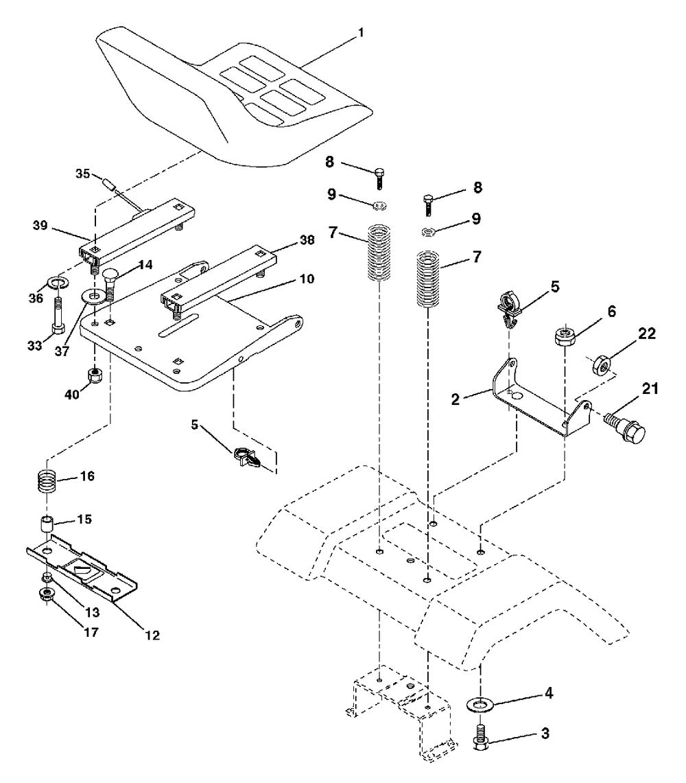 Seat Assembly Diagram and Parts List for YTH1848XP (954567260-F)(2002-11) Husqvarna Lawn Tractor
