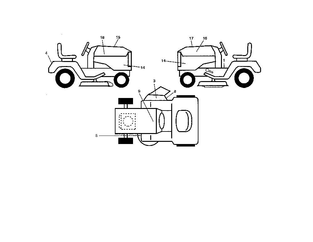 Decals Diagram and Parts List for 96045004700  Husqvarna Lawn Tractor