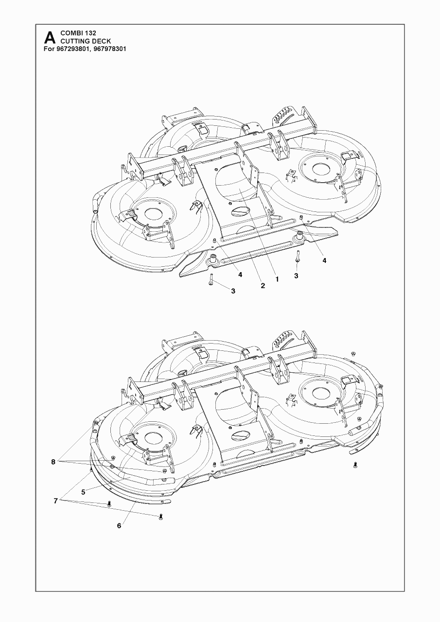 52-Inch/132cm Cutting Deck 4 Diagram and Parts List for C132 P500 Husqvarna Lawn Tractor Accessories