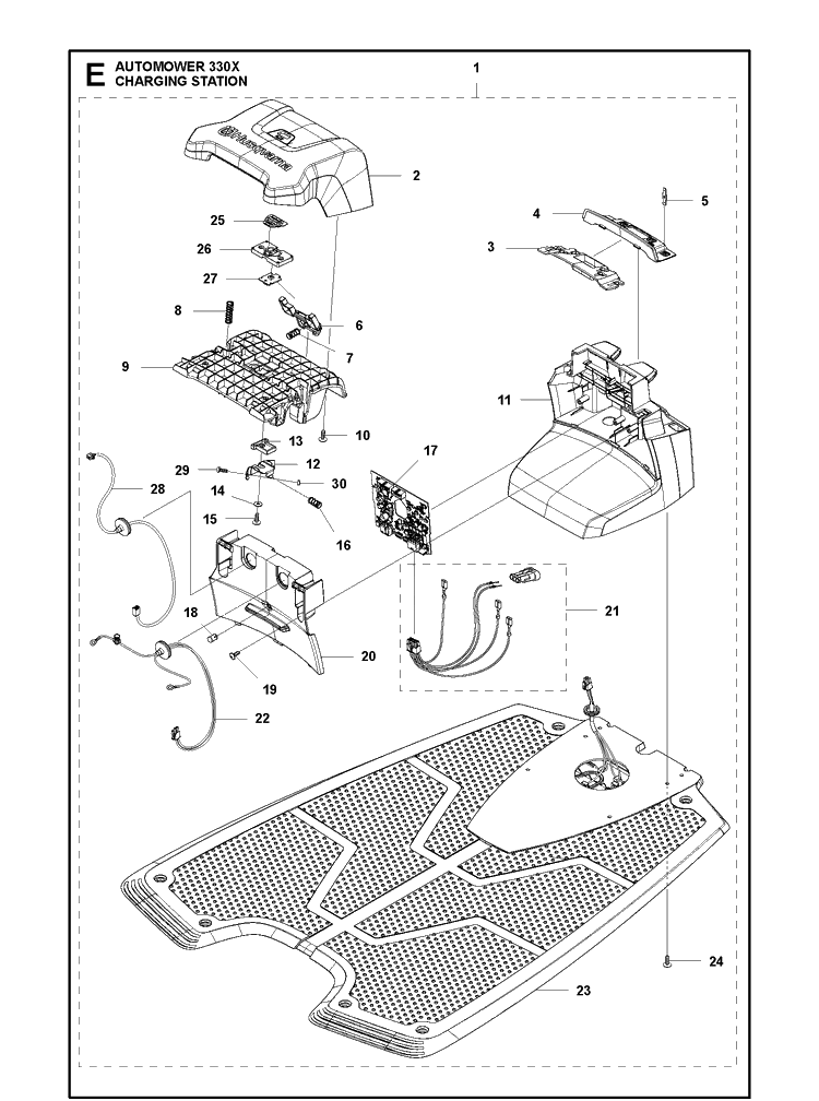 Charging Station Diagram and Parts List for 330X 2013-03 Husqvarna Lawn Mower