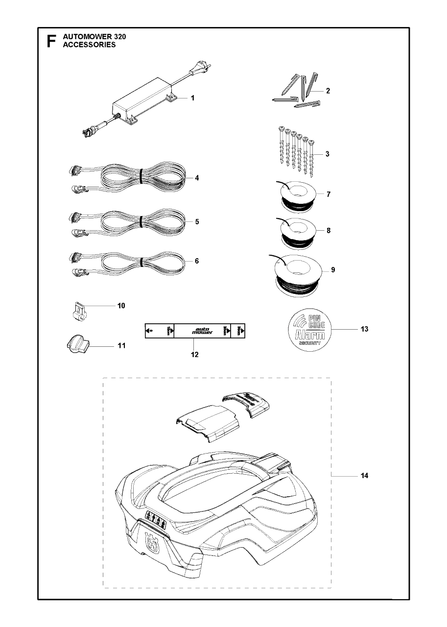 Accessories 2 Diagram and Parts List for 320 2015-01 Husqvarna Lawn Mower