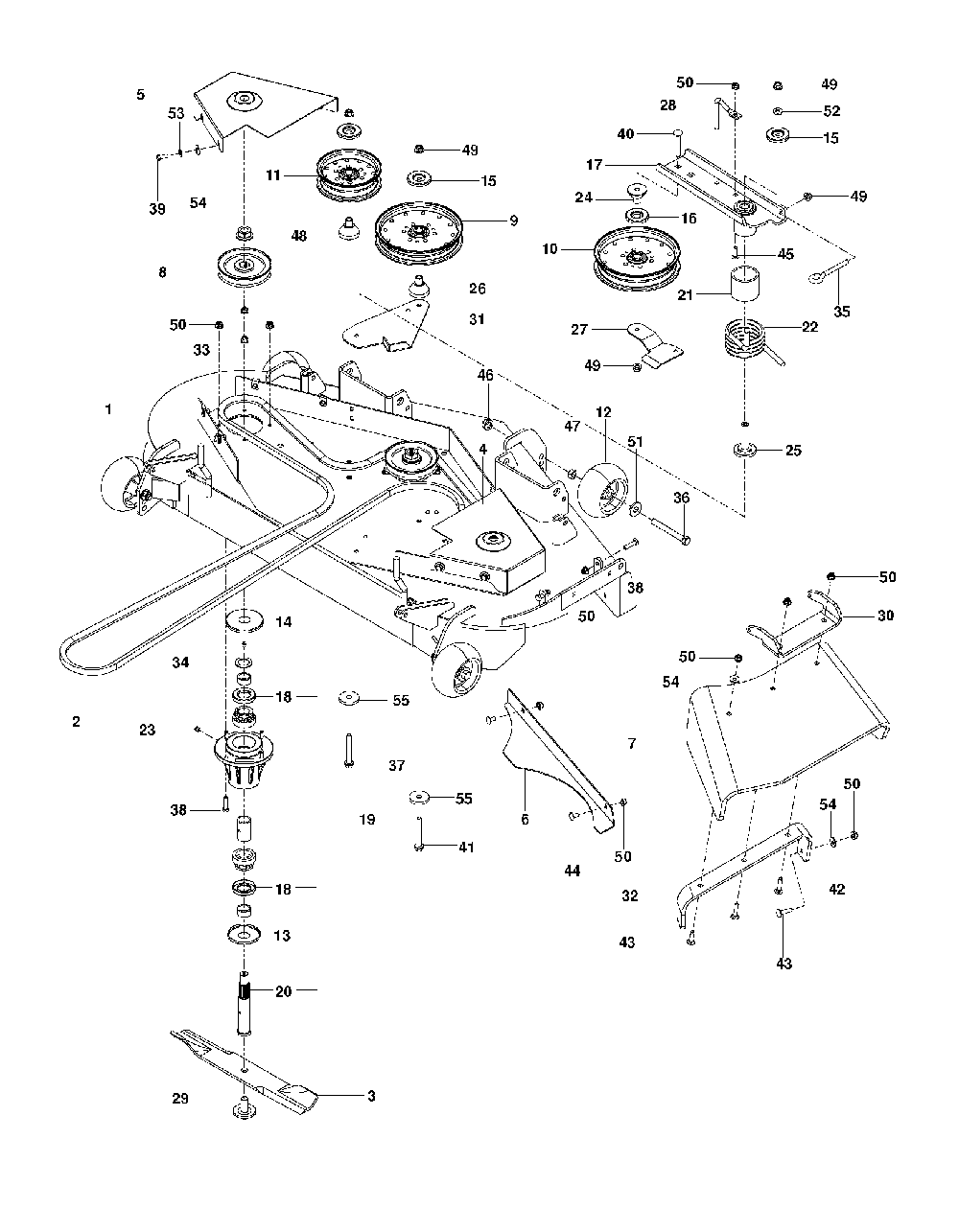 Mower Deck / Cutting Deck Diagram and Parts List for P-ZT4822CA (966663801)(2011-11) Husqvarna Lawn Tractor
