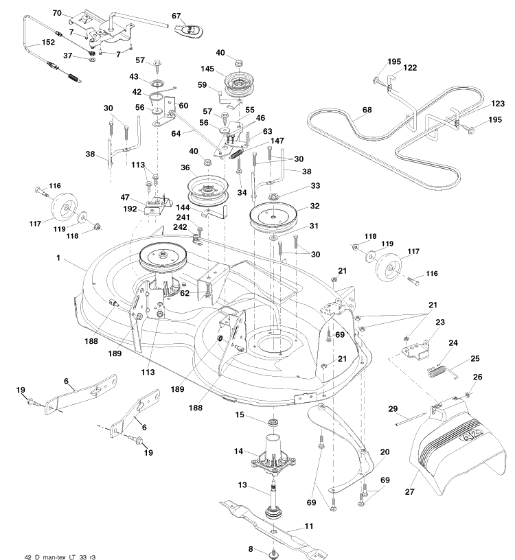 Mower Deck Diagram and Parts List for YTH2042 (917289610)(2010-05) Husqvarna Lawn Mower