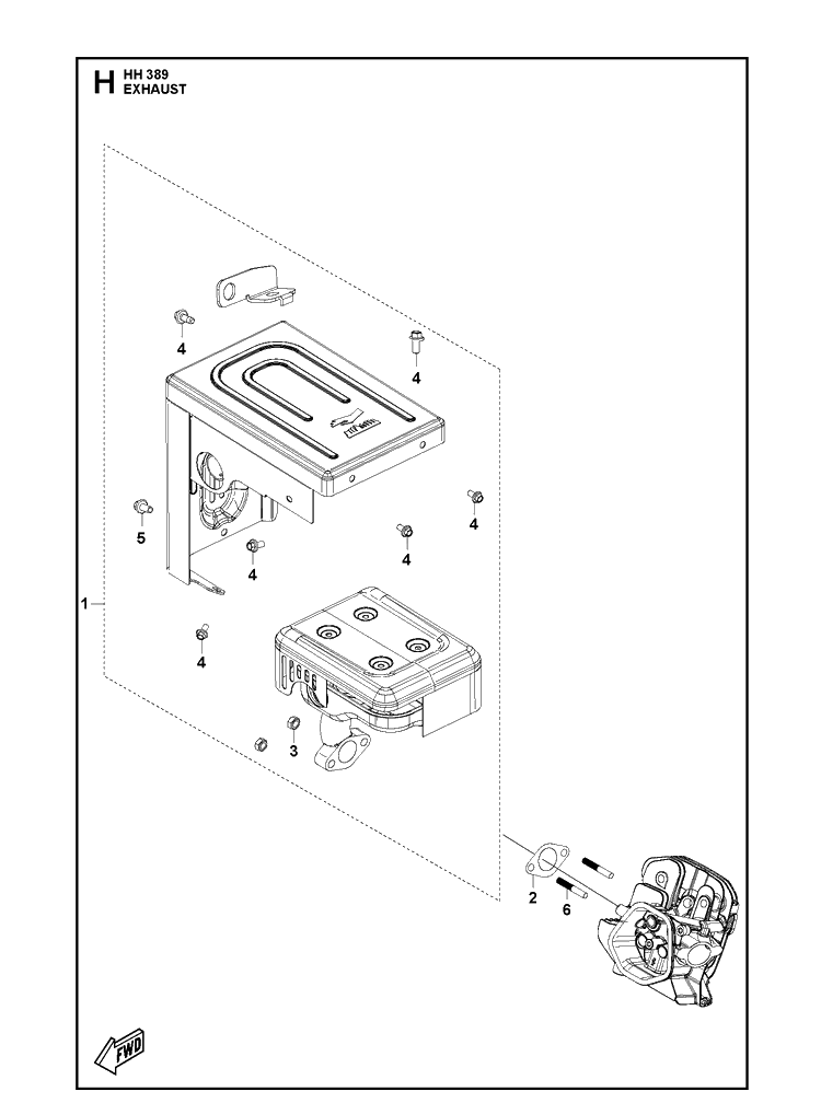 Exhaust Diagram and Parts List for 598609901 2021-07 Husqvarna Engine