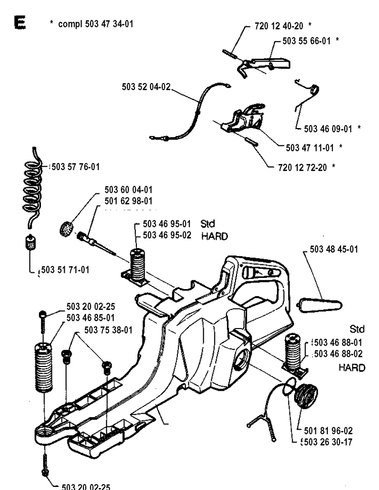 Fuel Tank Diagram and Parts List for 394XP 19940100001-19960100000 Husqvarna Chainsaw