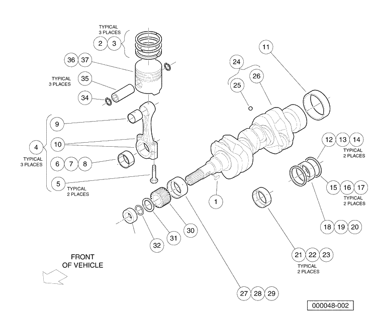 Piston And Crankshaft Diagram and Parts List for HUV4420G 2006-11 Husqvarna Lawn Tractor