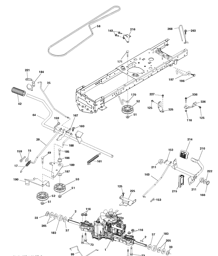 Drive Diagram and Parts List for TS238 (96041036900)(2014-09) Husqvarna Lawn Tractor