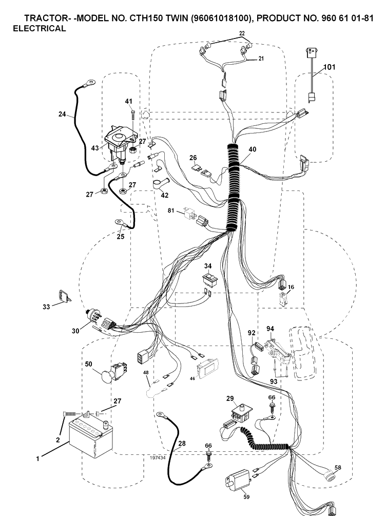 Electrical Diagram and Parts List for CTH150 (96061018200)(2007-04) Husqvarna Lawn Tractor