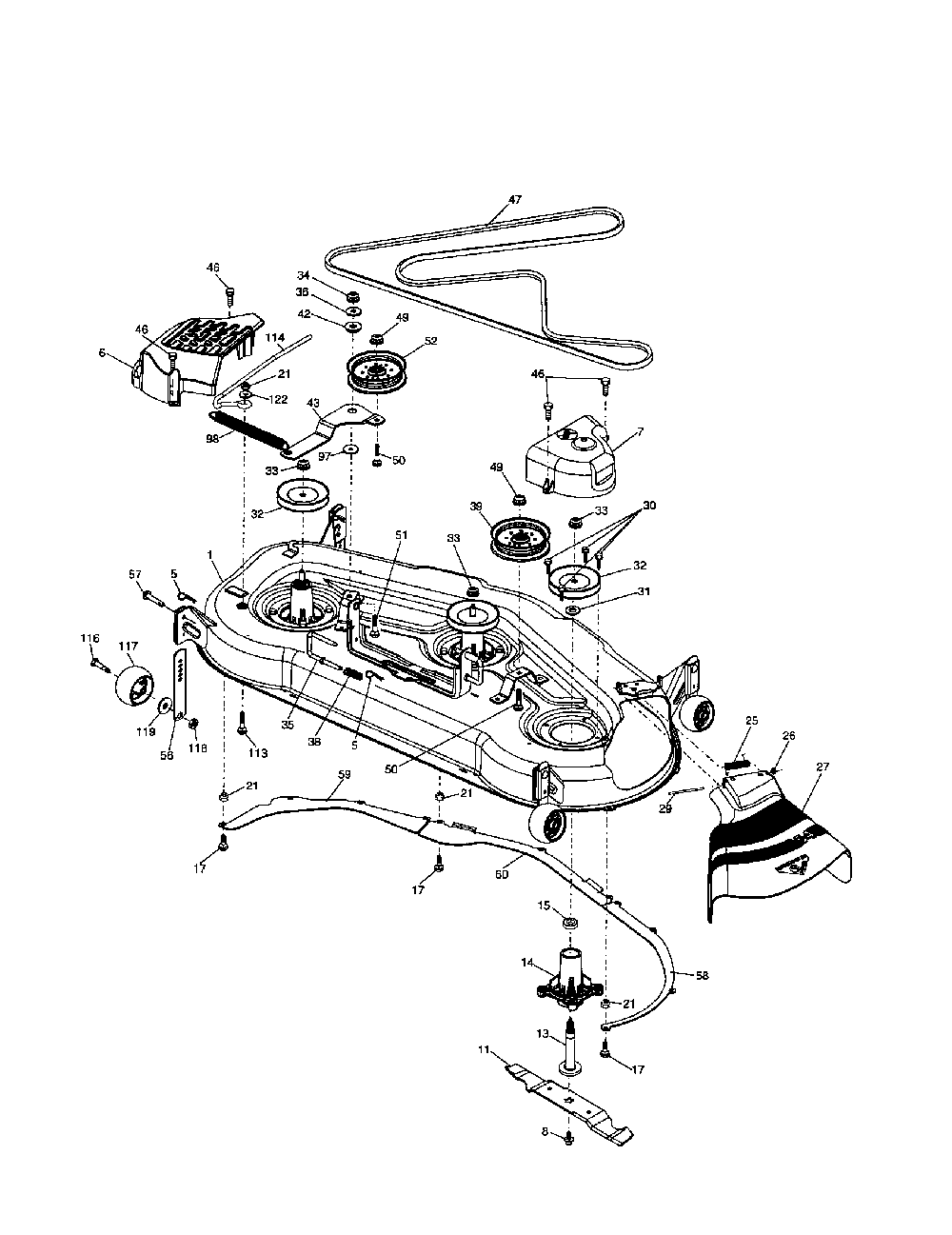 Mower deck Diagram and Parts List for LOGT2254  Husqvarna Lawn Tractor