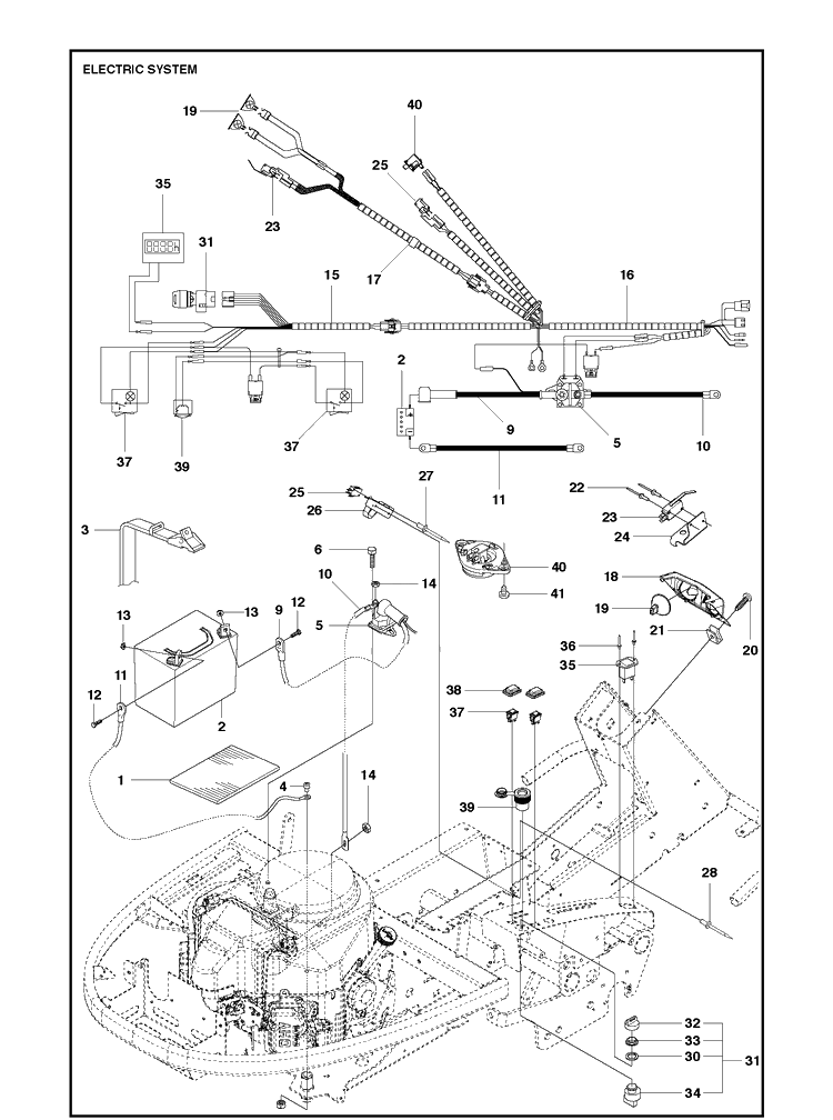 Electrical Diagram and Parts List for R418TS  Husqvarna Lawn Mower
