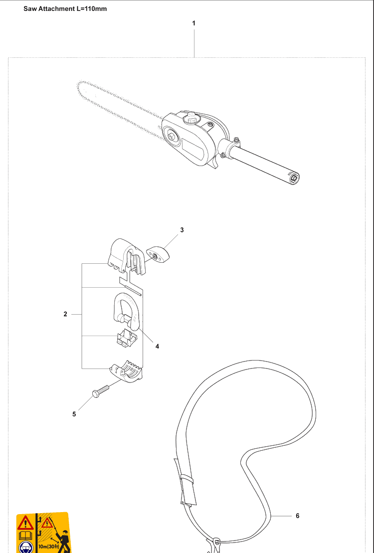 Saw Attachment-110mm Diagram and Parts List for 327P4 2008-03 Husqvarna Pole Saw
