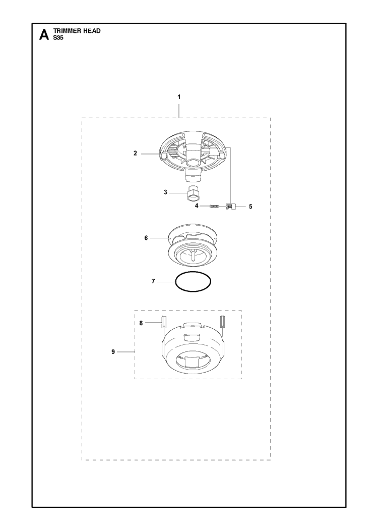 Trimmer Head Diagram and Parts List for 578447601  Husqvarna Trimmer