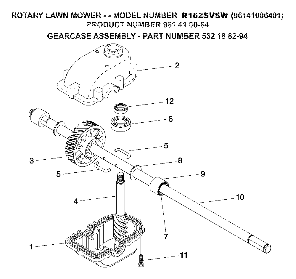 Transmission Diagram and Parts List for R152SVSW (96141006401)(2008-07) Husqvarna Lawn Mower