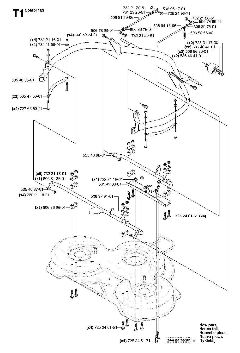 103cm Cutting Deck Diagram and Parts List for RIDERPRO15 (953535001)(2004-01) Husqvarna Lawn Tractor