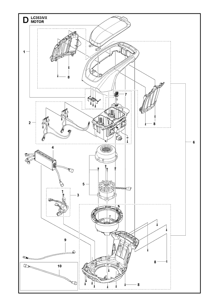 Motor Diagram and Parts List for LC353IVX  Husqvarna Lawn Mower