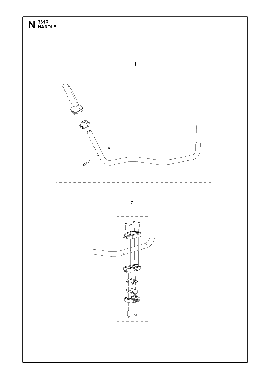 Handle Diagram and Parts List for 331R 20191400001 & Above Husqvarna Brush Cutter