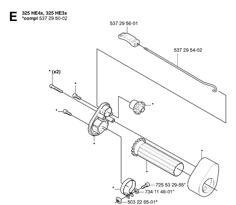 Controls Diagram and Parts List for 325HDA55 (X-SERIES)(20054000001-Current) Husqvarna Hedge Trimmer