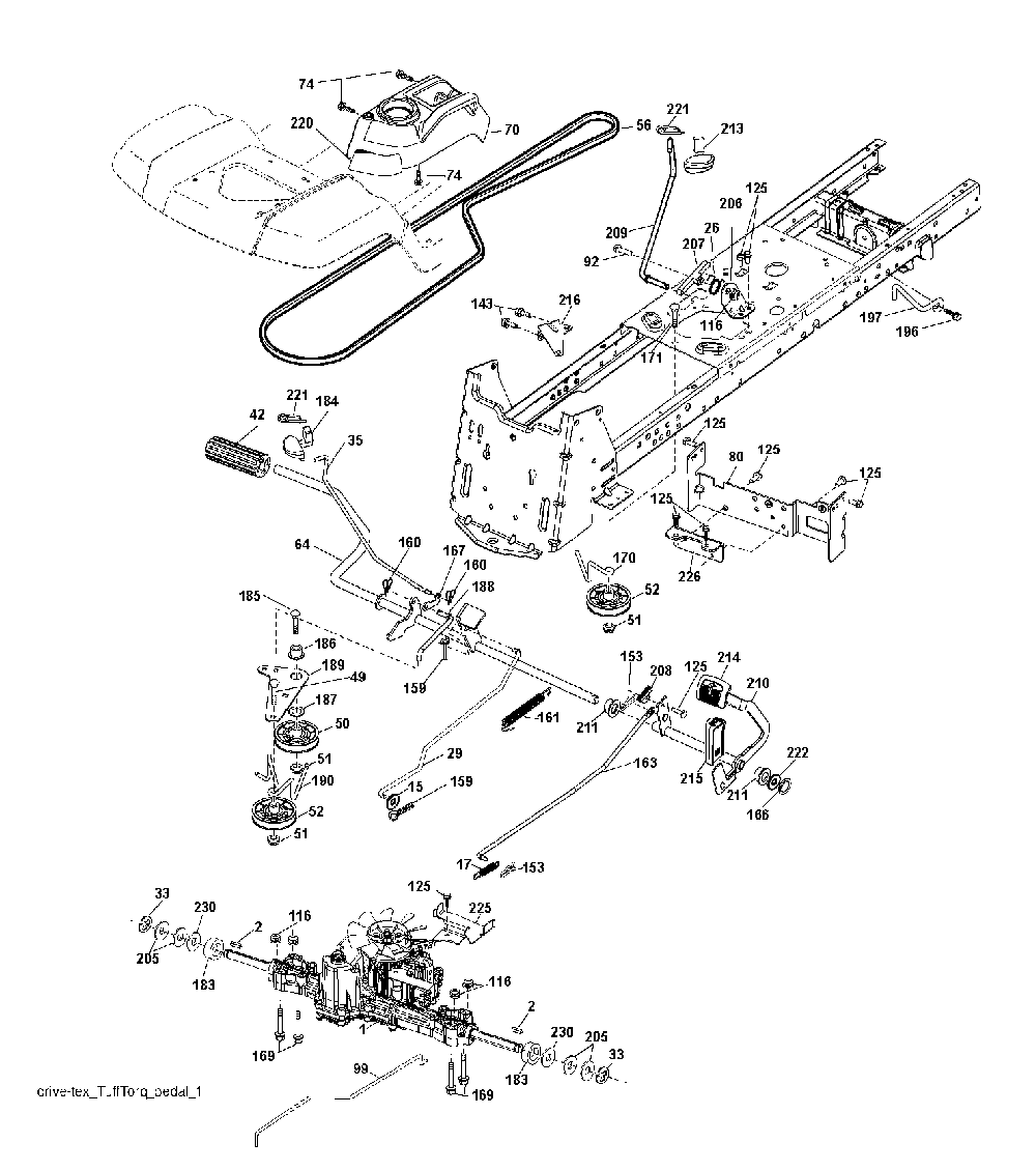 Drive Diagram and Parts List for YTH200TWIN (96041006301)(2008-09) Husqvarna Lawn Tractor