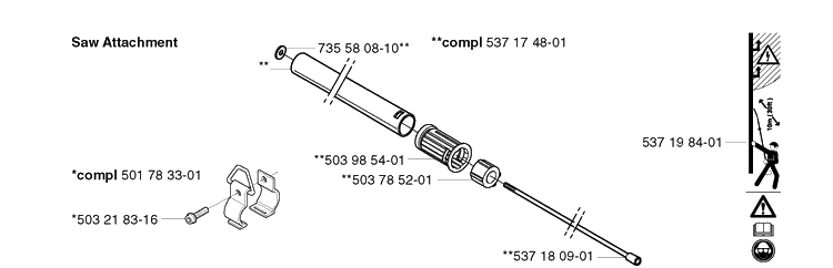 Shaft 2 Diagram and Parts List for 326P 20021800001-20042300000 Husqvarna Pole Saw