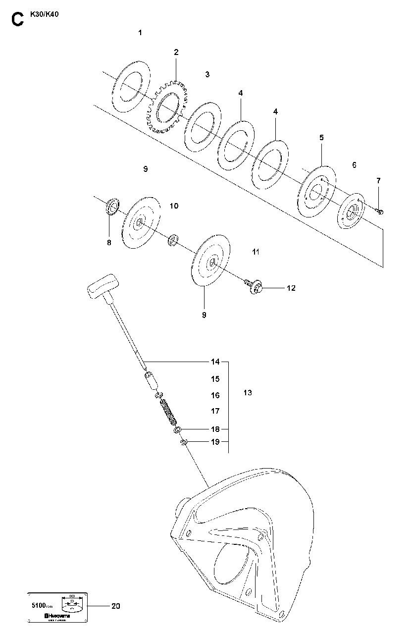 Wheels And Tires Diagram and Parts List for K40 2007-01 Husqvarna Circular Saw