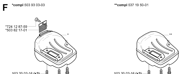 Muffler Diagram and Parts List for 338XPT 20034400001-20051000000 Husqvarna Chainsaw
