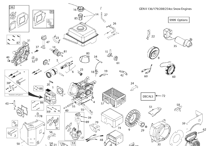 Engine Diagram and Parts List for ST324  Husqvarna Snow Blower