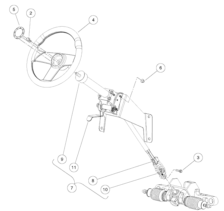 Steering Column Diagram and Parts List for HUV4421GXP 2009 Husqvarna Lawn Tractor