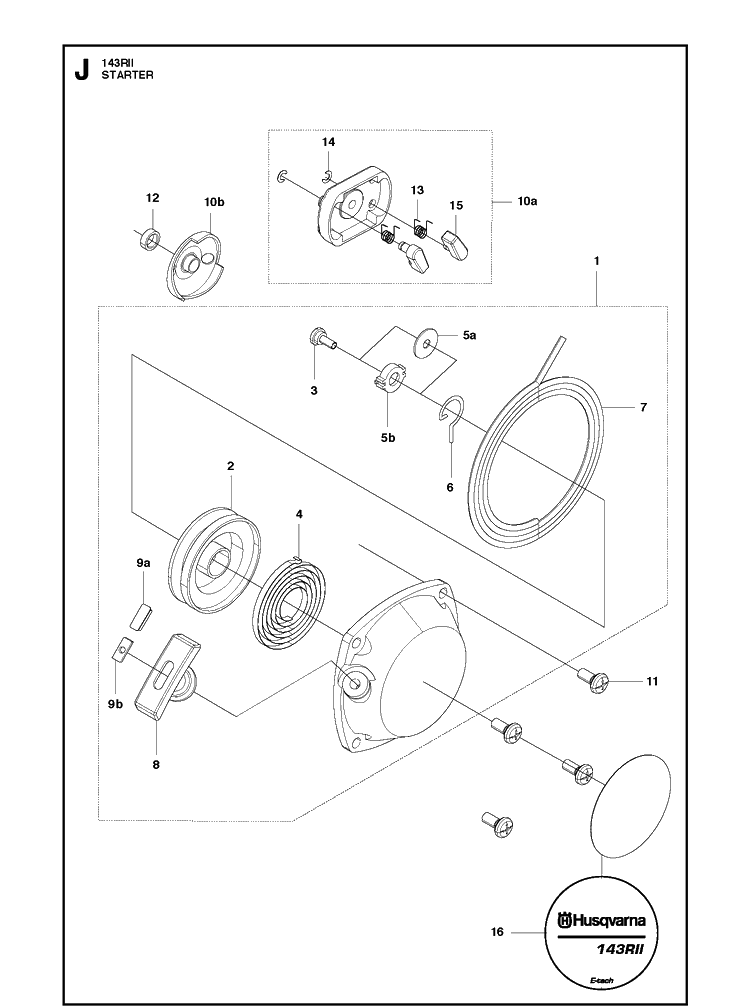 Starter  2 Diagram and Parts List for 143RII 20200400001-Current Husqvarna Brush Cutter