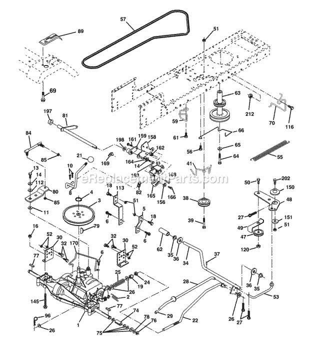 Drive Diagram and Parts List for WET2242STA 2003 Husqvarna Lawn Tractor