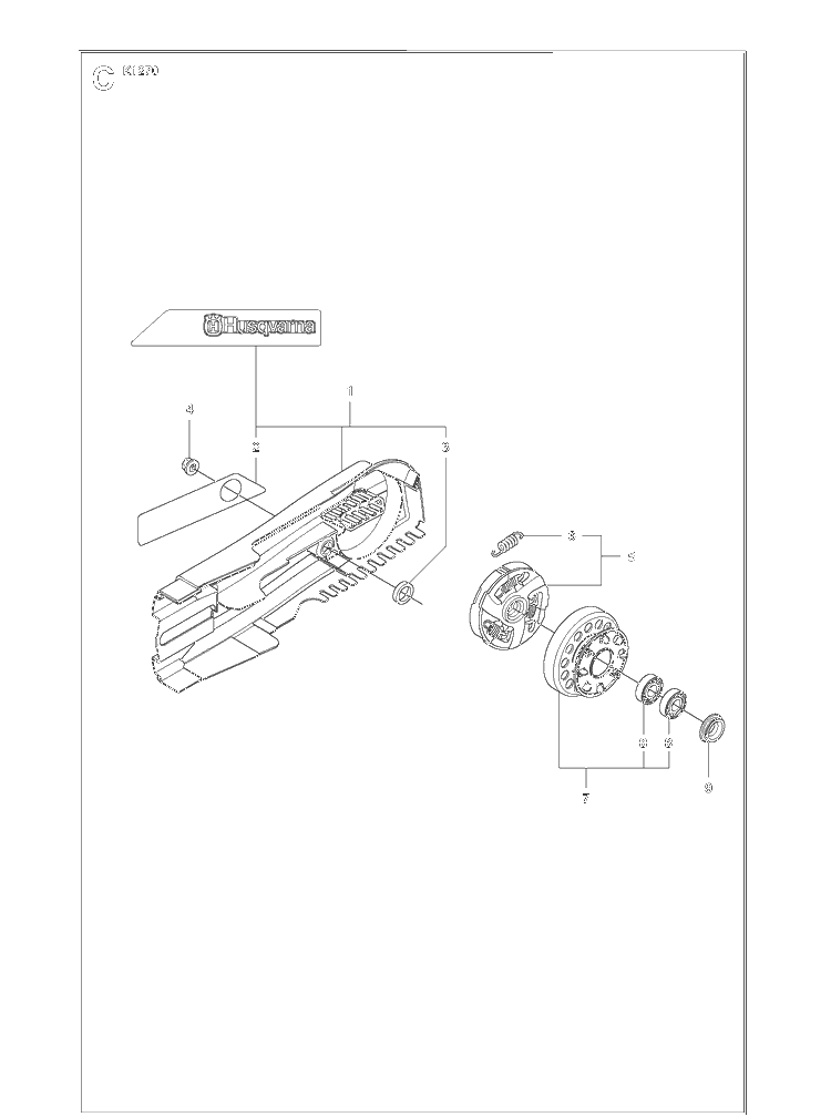 Belt Guard Diagram and Parts List for K1270 (K1270 Rail)(2016-07) Husqvarna Table Saw Accessories