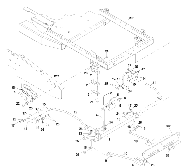 Deck Lift Assembly Diagram and Parts List for CZ4818 (968999276)(2004-09) Husqvarna Lawn Mower