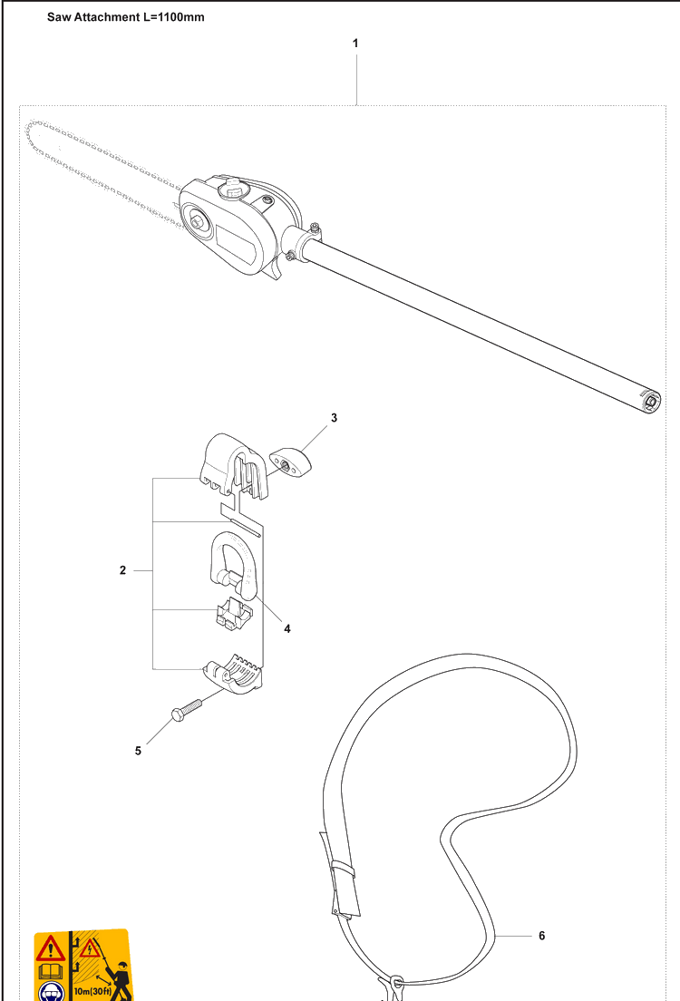 Saw Attach. Compl. 2 Diagram and Parts List for 326P5X 2008-03 Husqvarna Pole Saw