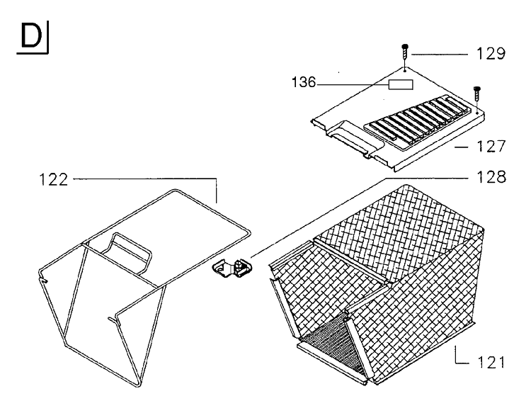 Bagger Diagram and Parts List for ROYAL53 1998-11 Husqvarna Lawn Mower