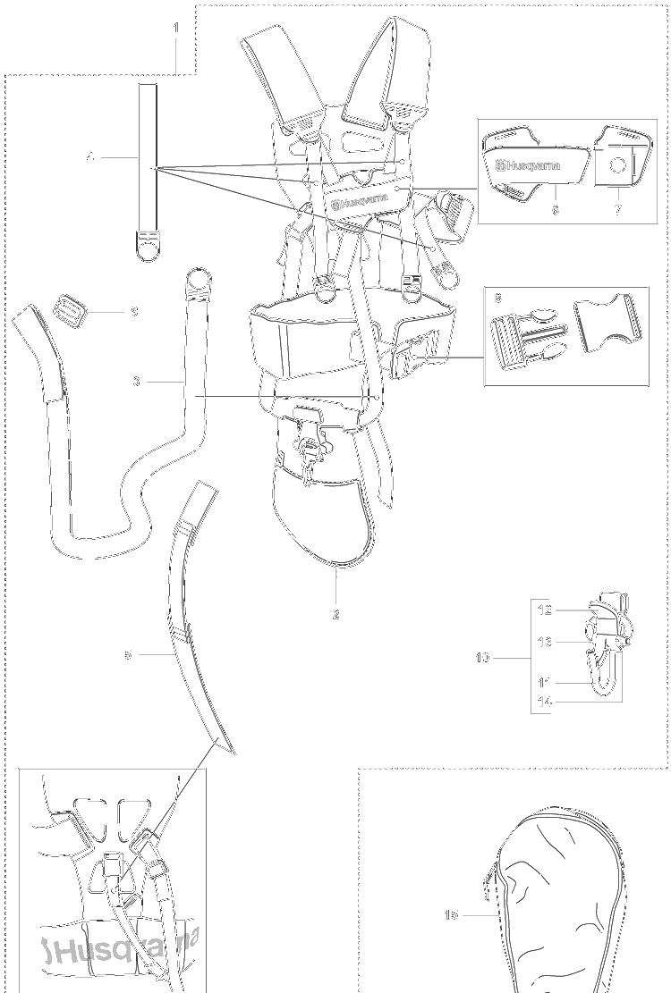 Triobalance Harness Diagram and Parts List for 355 2007-07 Husqvarna Brush Cutter