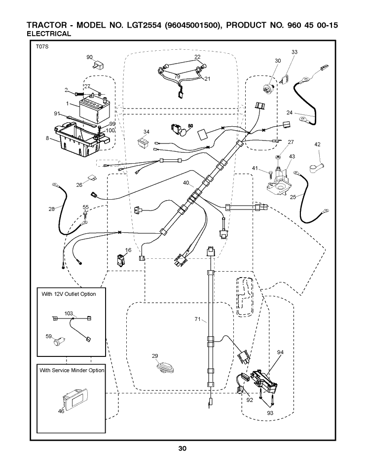 Electrical Diagram and Parts List for LGT2554 2009-01 Husqvarna Lawn Tractor