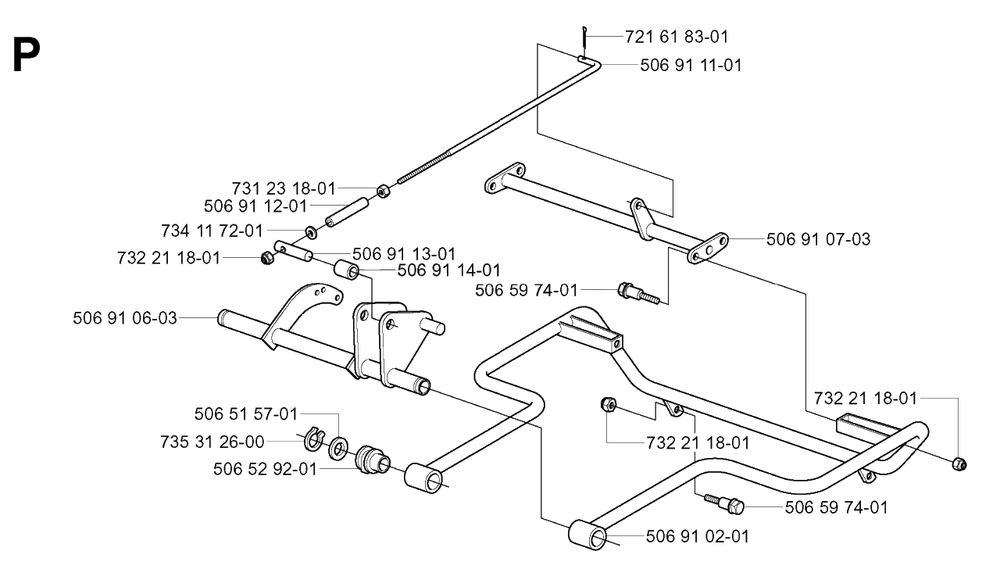 Protection Frame 2 Diagram and Parts List for R13 (953950401)(2004-01) Husqvarna Lawn Tractor