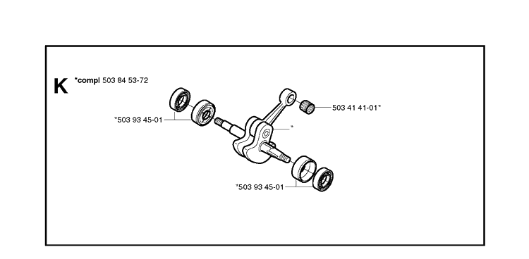 Crankshaft Diagram and Parts List for 336 20034000001-20040100000 Husqvarna Chainsaw