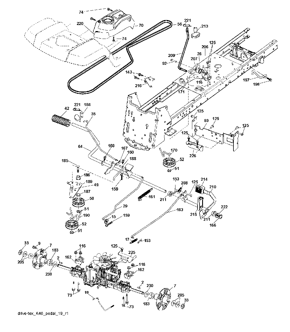 Drive Diagram and Parts List for YTH2754T (96041006201)(2008-11) Husqvarna Lawn Tractor