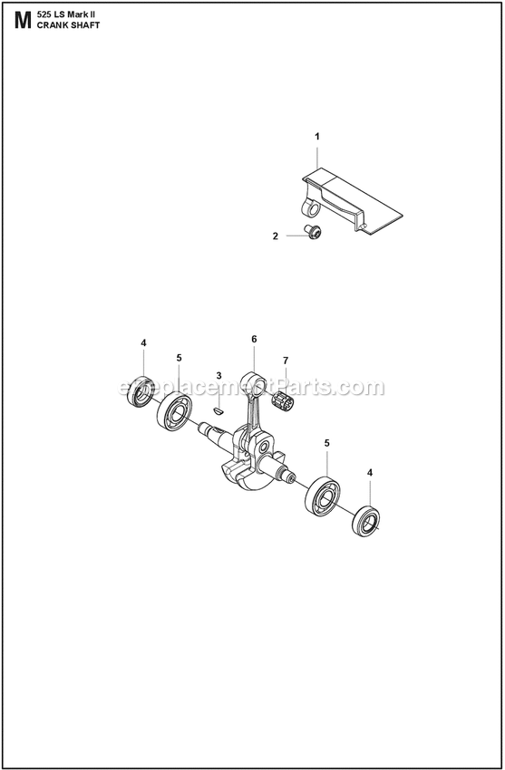 Crankshaft Diagram and Parts List for 525LSMARKII  Husqvarna Trimmer