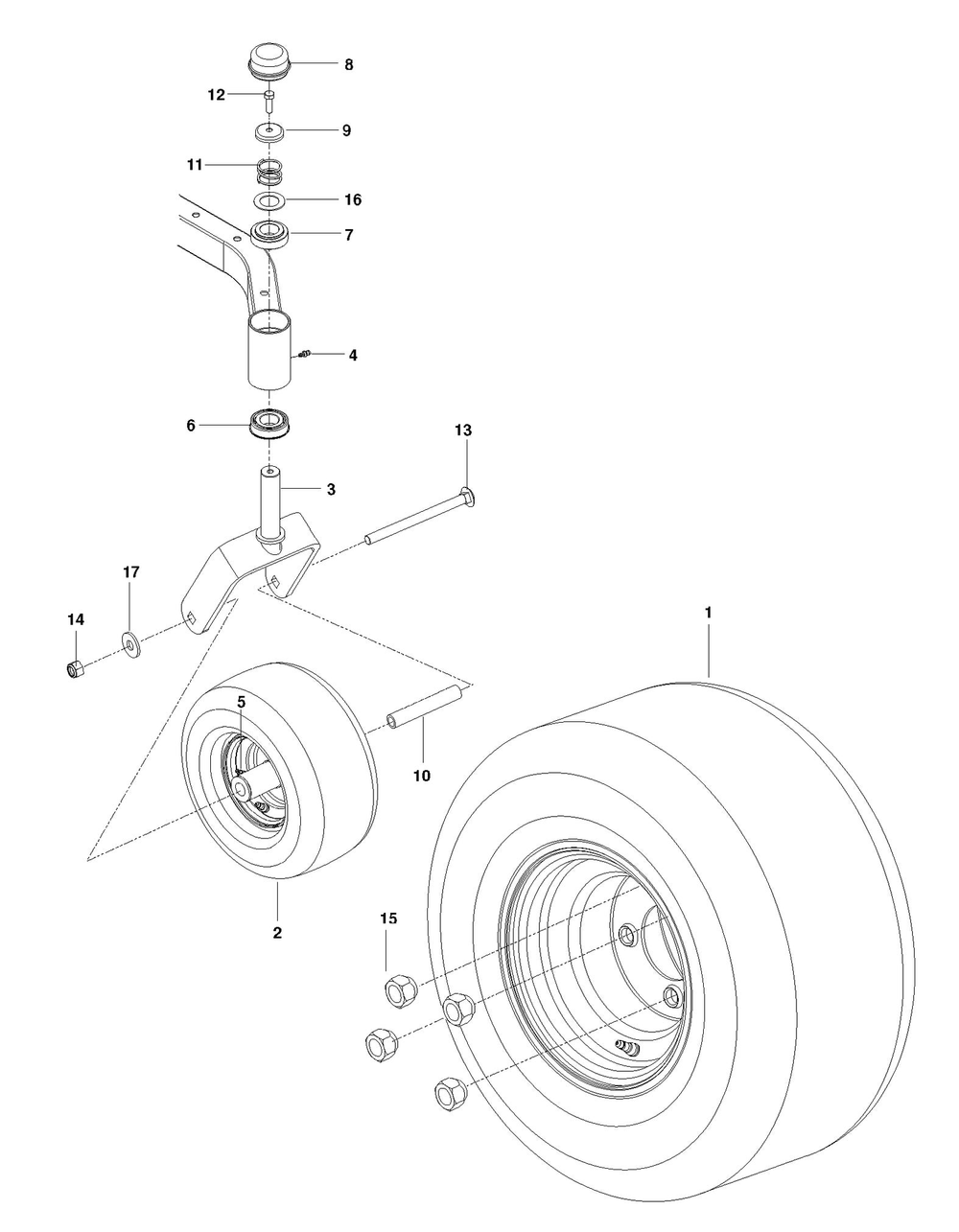 Wheels And Tires Diagram and Parts List for RZ4221  Husqvarna Lawn Tractor