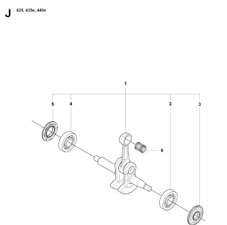Crankshaft Diagram and Parts List for 435 20081800001-20090400000 Husqvarna Chainsaw