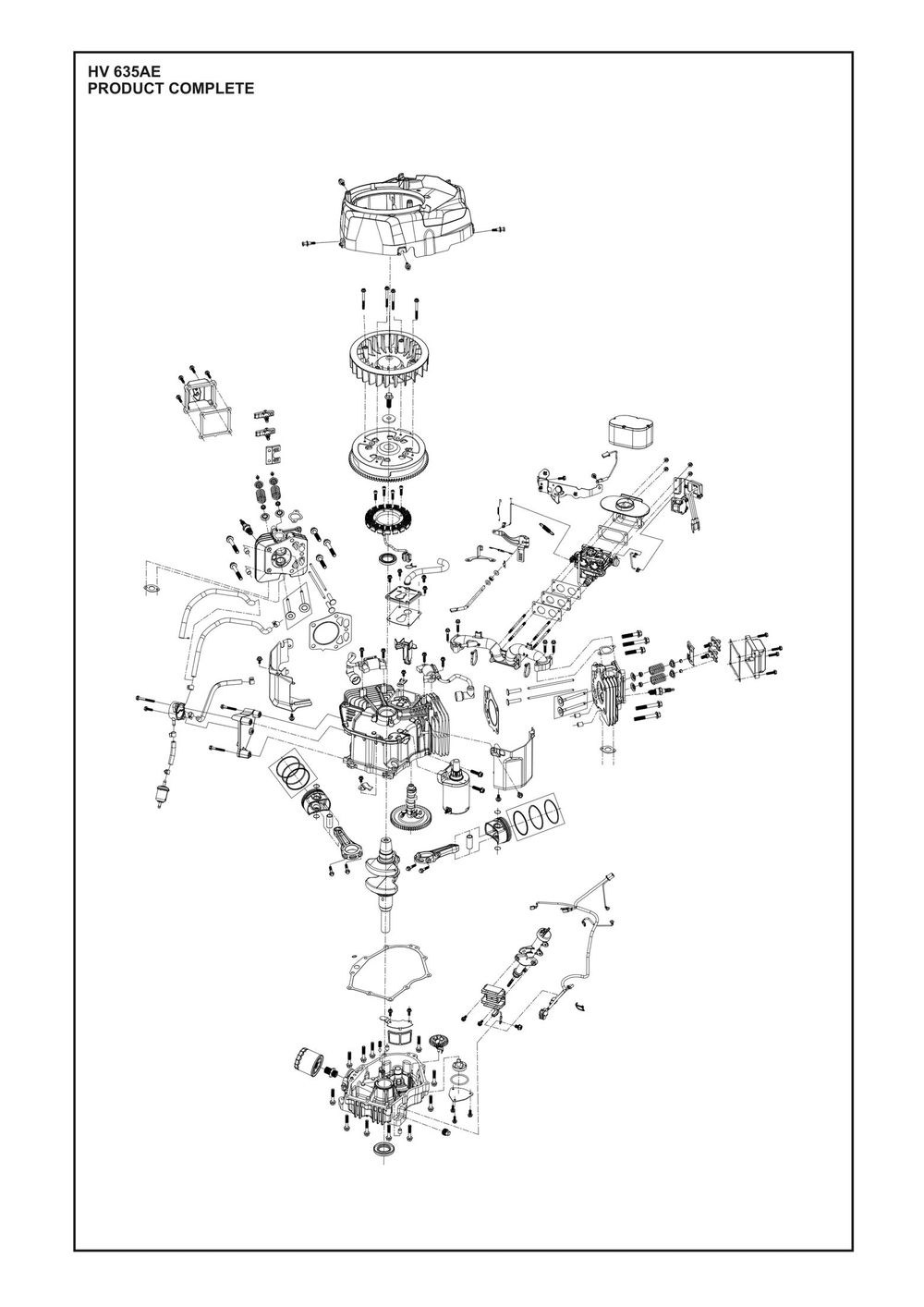Complete Product Diagram and Parts List for HV635AE  Husqvarna Engine