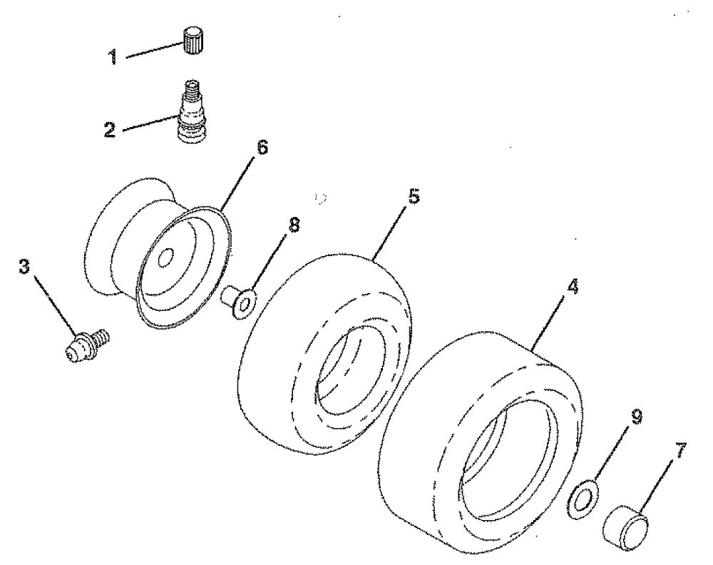 Wheels And Tires Diagram and Parts List for LR120 (954000412-B)(1992-10) Husqvarna Lawn Tractor