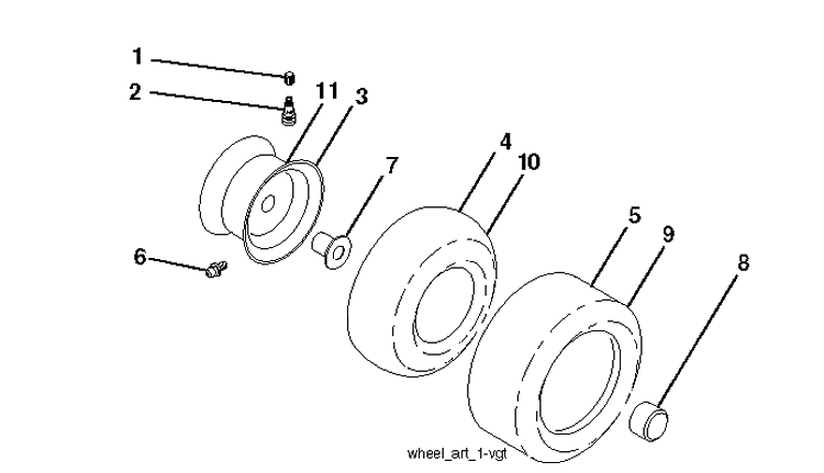Wheels Tires Diagram and Parts List for LT2223A2 (96041014401)(2010-02) Husqvarna Lawn Tractor